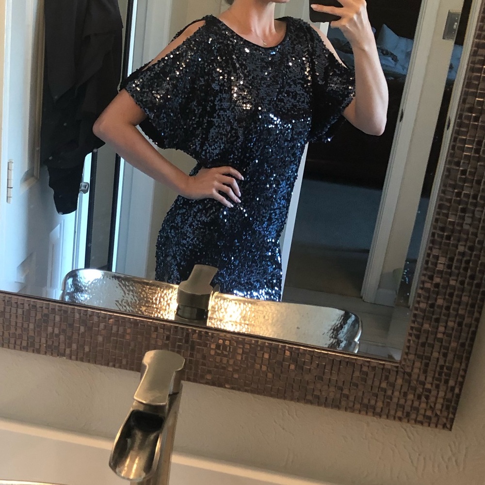 Aidan Mattox Navy Sequin Dress